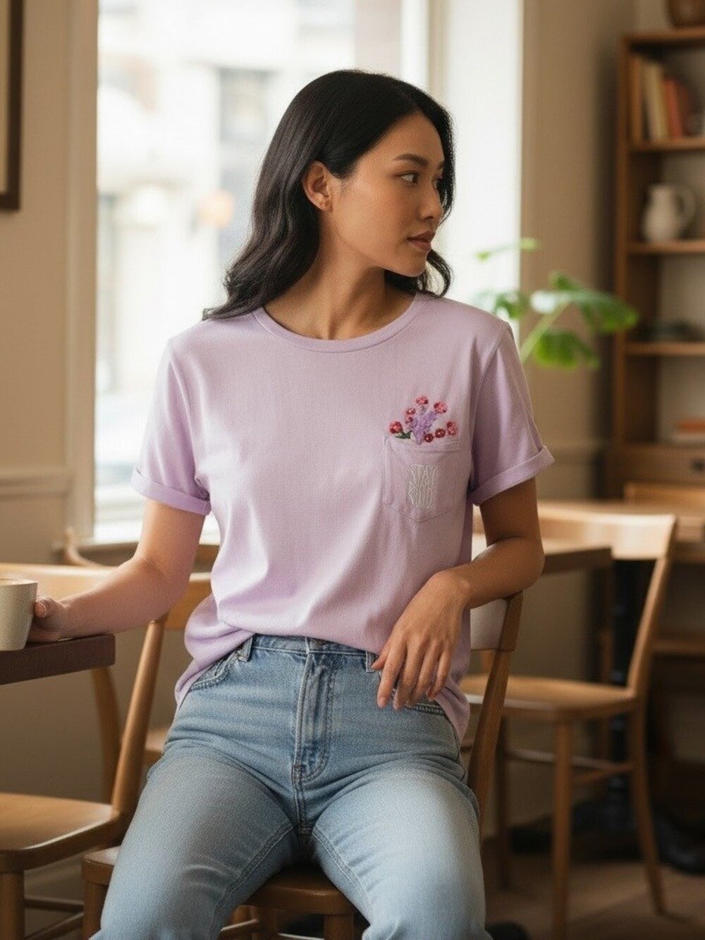 Rae Dunn Lavender "Stay Kind" Graphic Tee, L